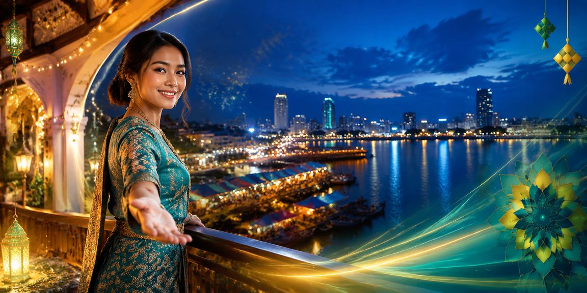 Suasana pertaruhan perayaan Hari Raya Malaysia dengan elemen budaya tempatan